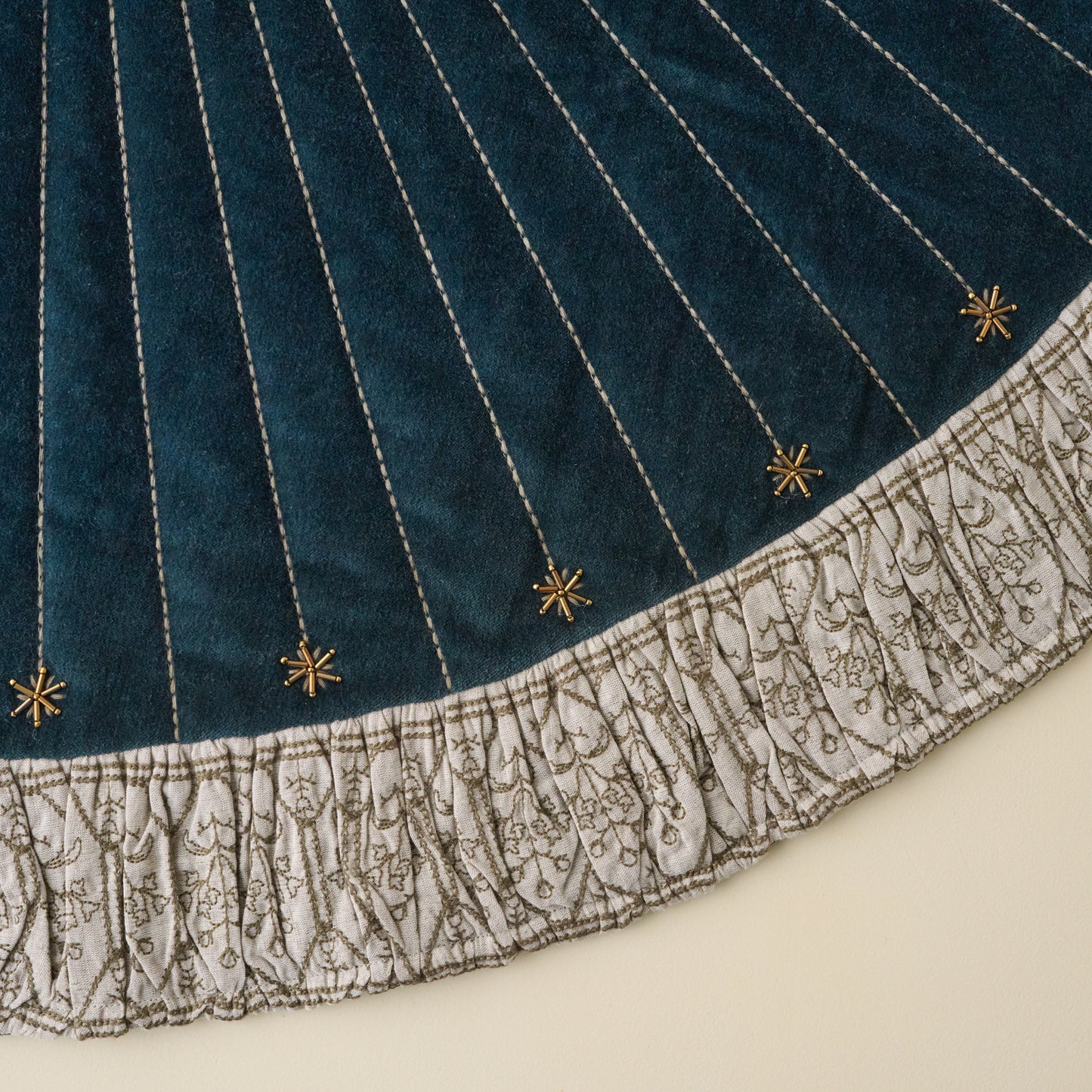 Hand-Beaded Evermore Velvet Tree Skirt up close