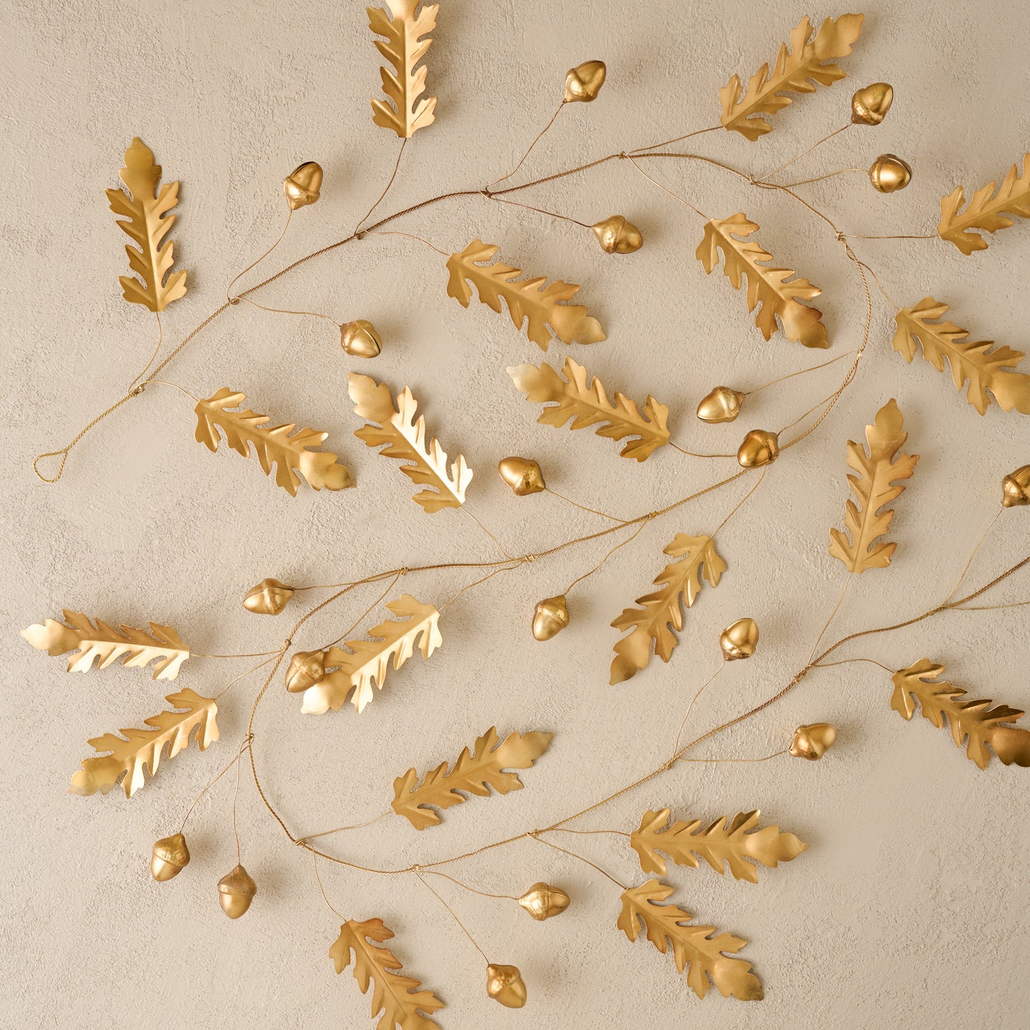 Foraged Leaf and Acorn Brass Garland