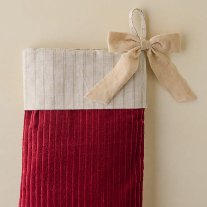 Cranberry Channel Velvet Stocking close up