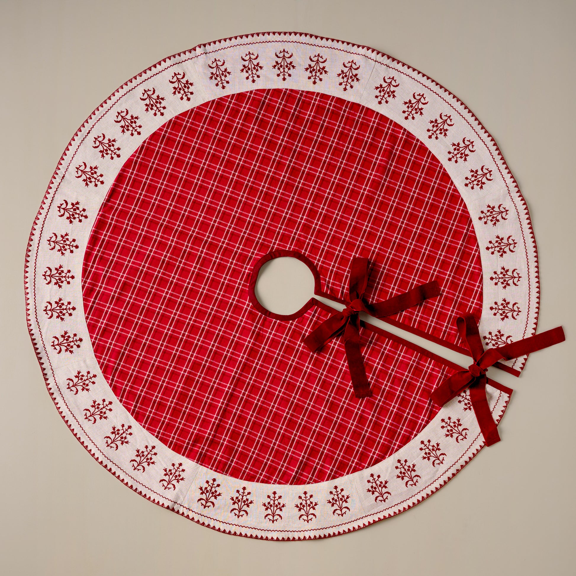 Vintage Red Plaid Tree Skirt