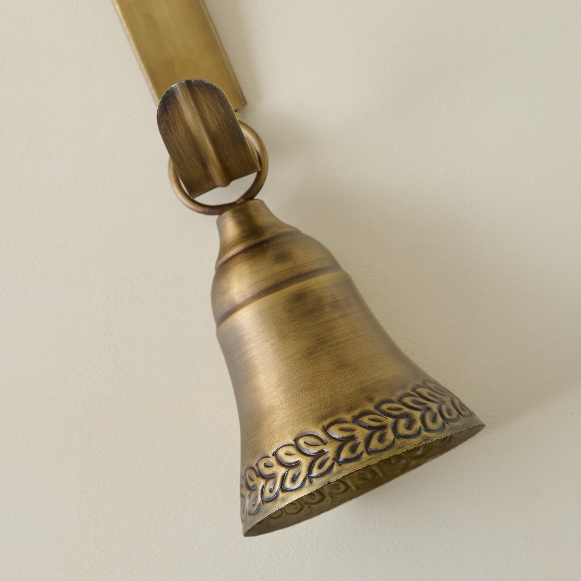 Gabriel Brass Bell Wreath Hanger up close