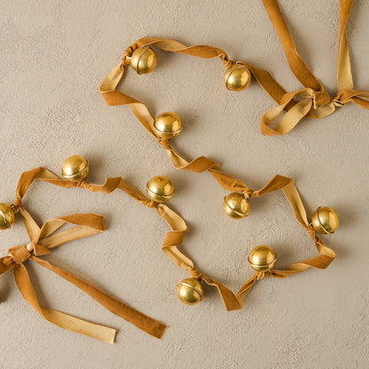 Etched Solid Brass Jingle Bell Garland