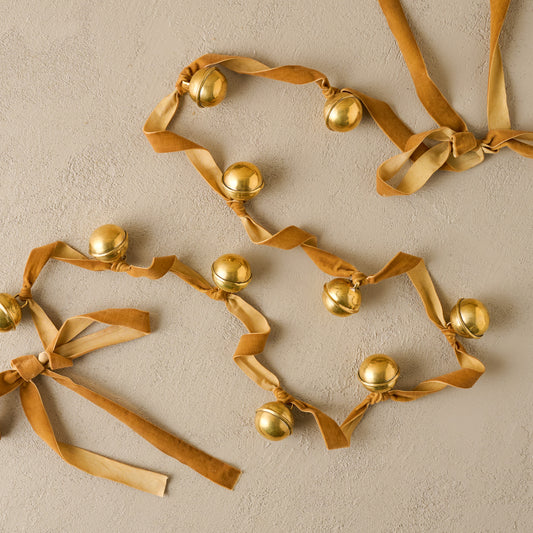 Etched Solid Brass Jingle Bell Garland