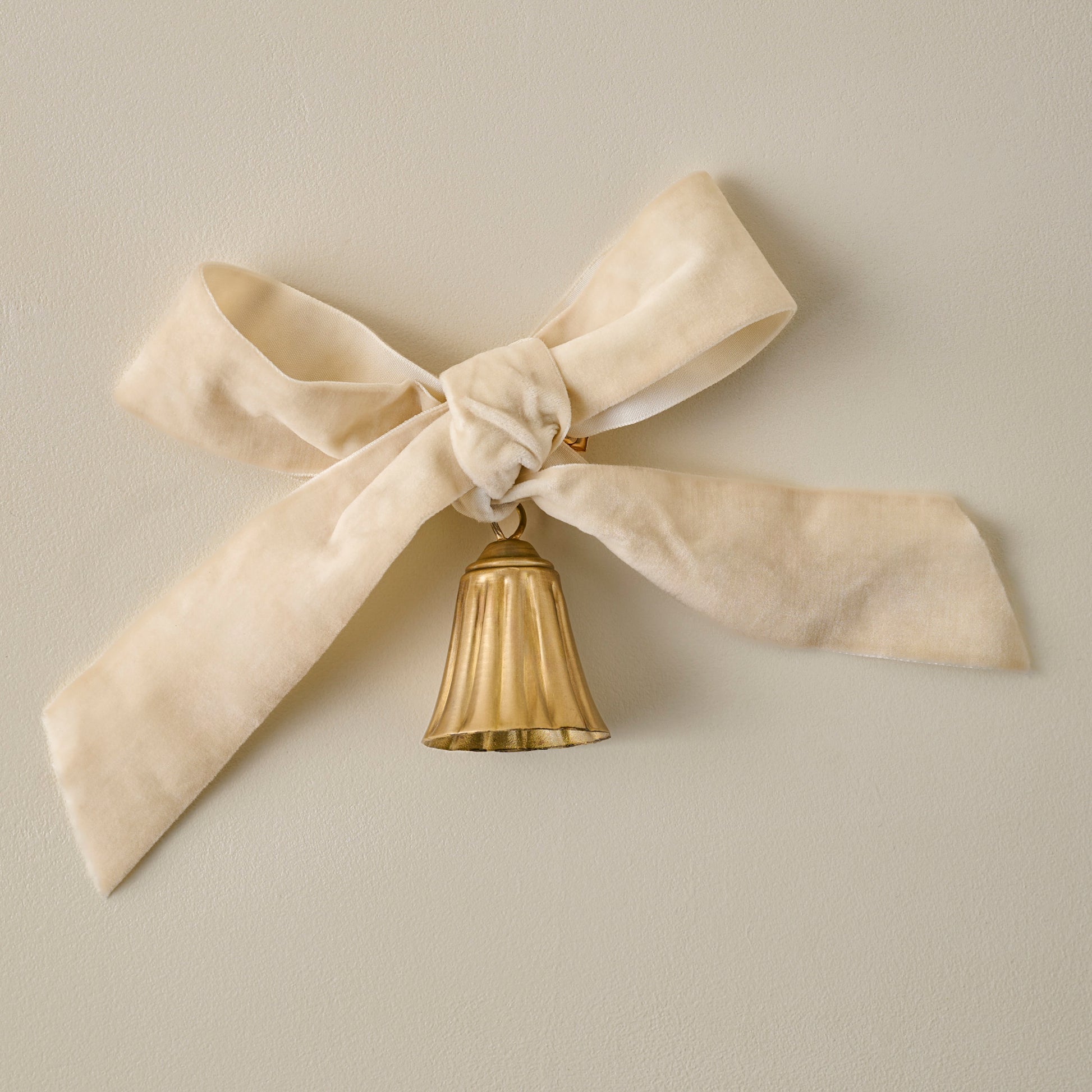 Velvet Bow with Bell Ornament, Set of 6