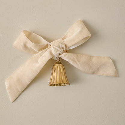 Velvet Bow with Bell Ornament, Set of 6