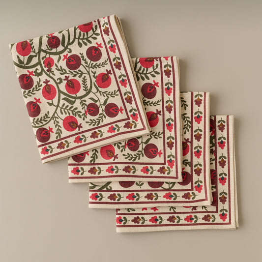 Festive Pomegranate Napkin Set of Four