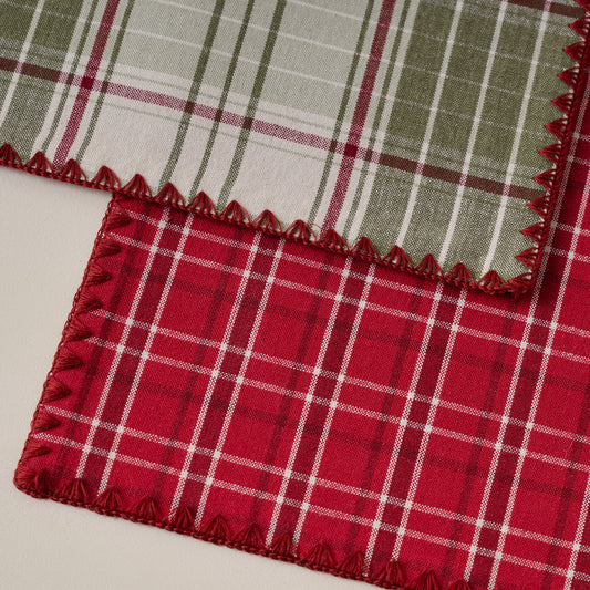 Magnolia Festive Plaid Reversible Placemat showing both sides