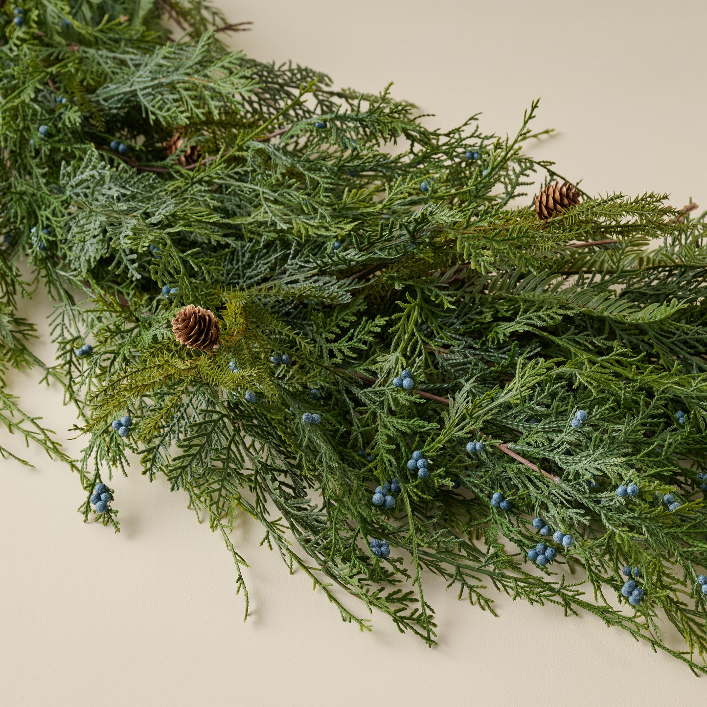 Real Touch Juniper Berry Pine Garland - 72" up close