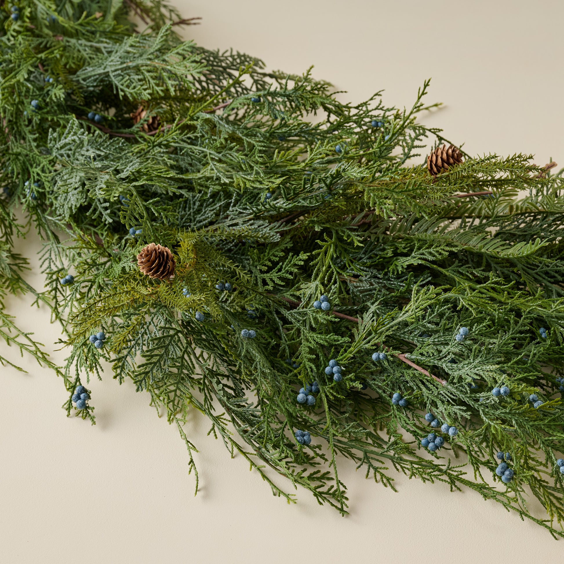 Real Touch Juniper Berry Pine Garland - 72" up close