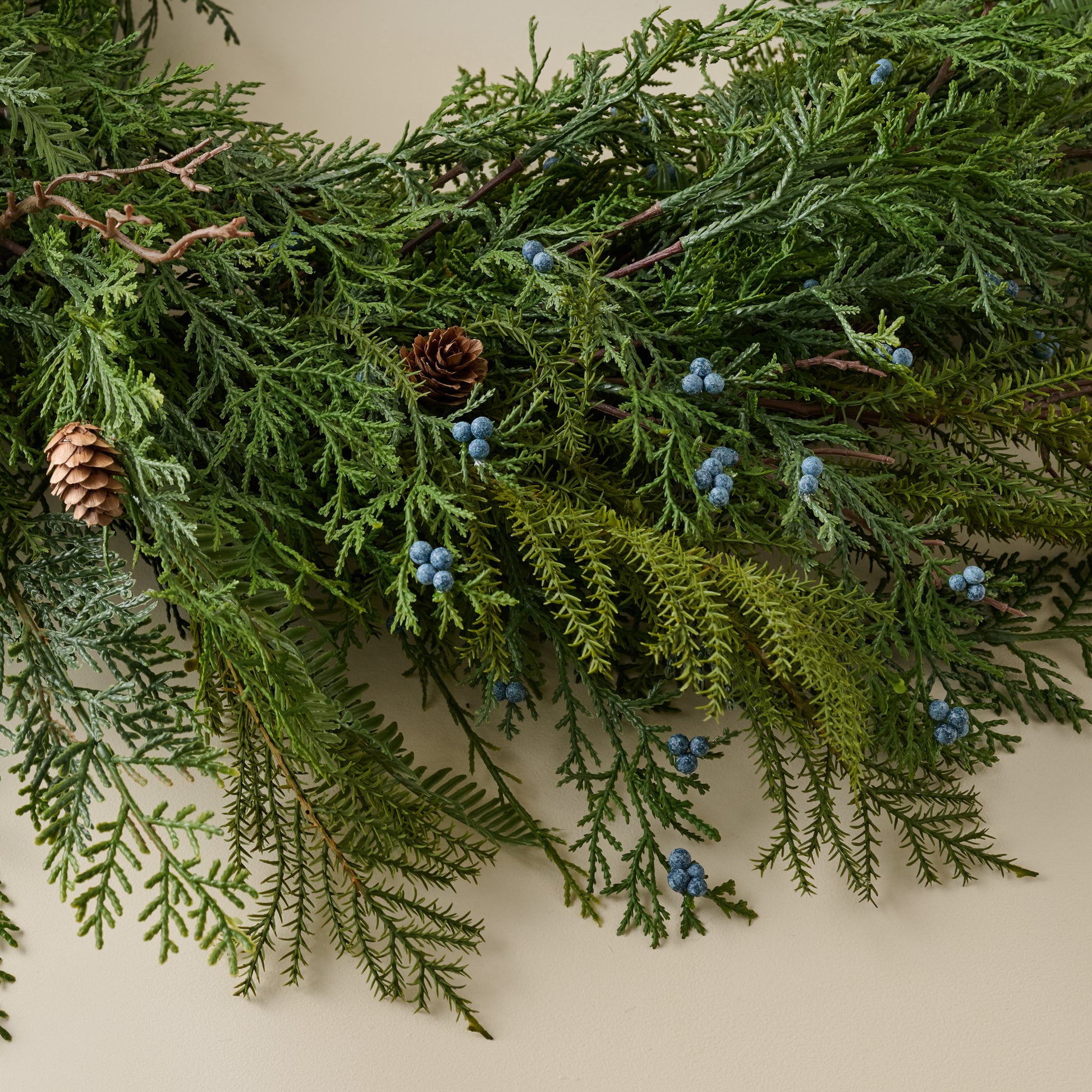 Real Touch Juniper Berry Pine Wreath up close