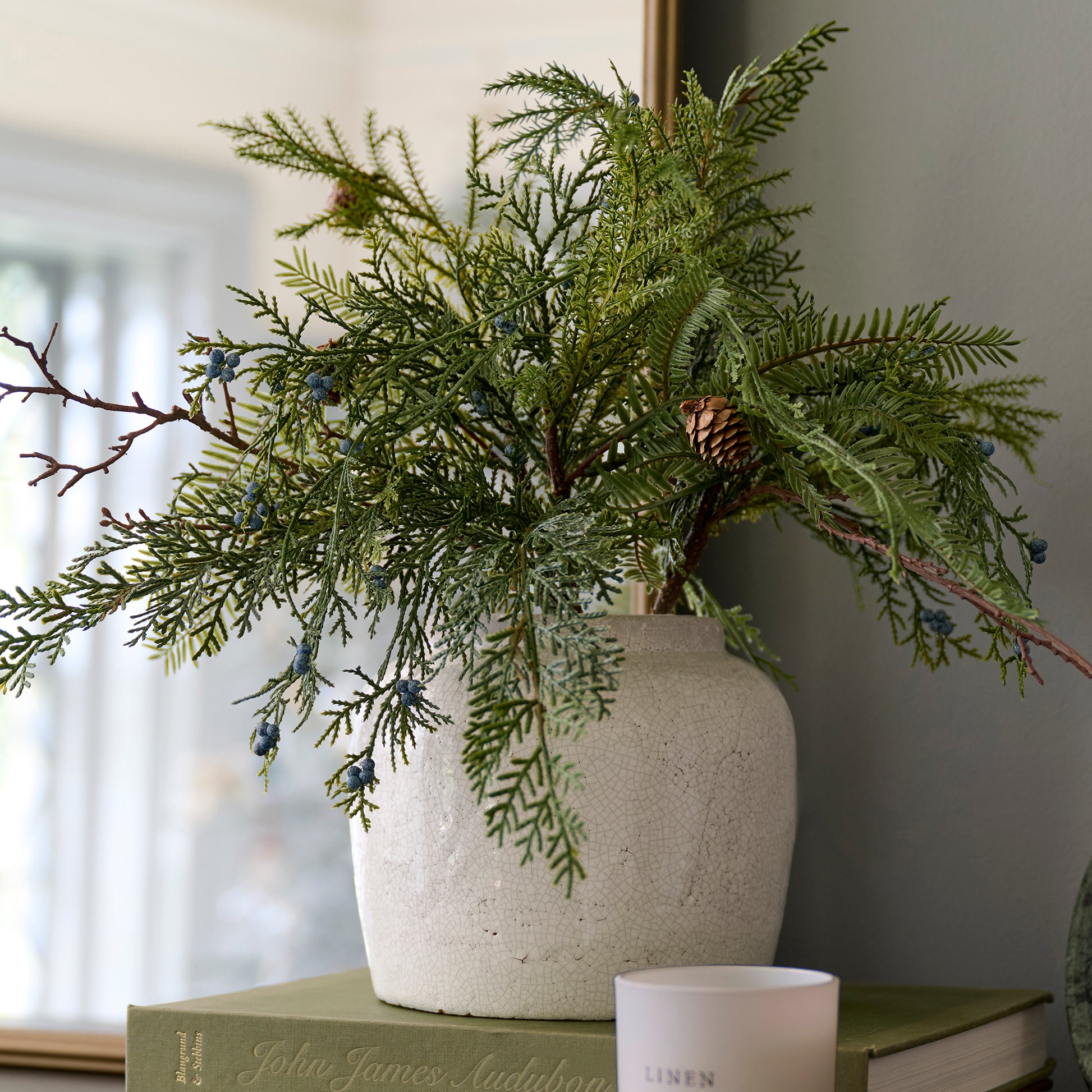 Real Touch Juniper Berry Pine Bundle in a vase