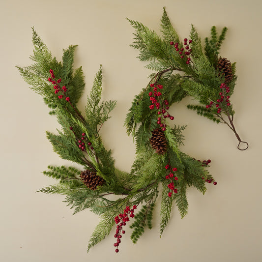 Real Touch Foraged Red Berry Pine Garland - 72"