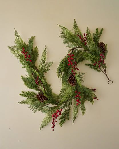 Real Touch Foraged Red Berry Pine Garland - 72"