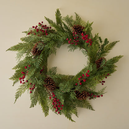 Real Touch Foraged Red Berry Pine Wreath