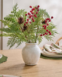 Real Touch Foraged Red Berry Pine Bundle shown in vase