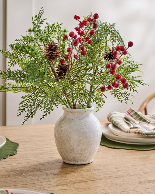 Real Touch Foraged Red Berry Pine Bundle shown in vase