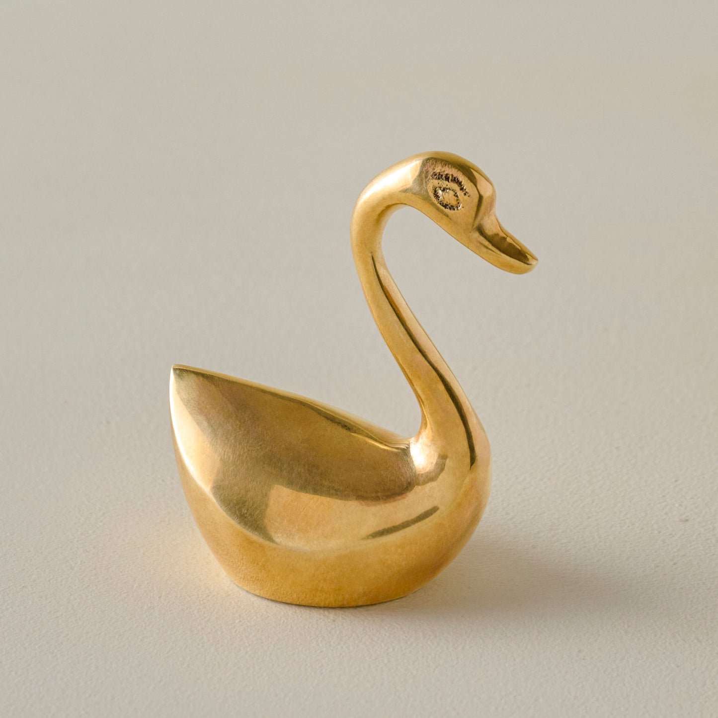 Small Vintage-Inspired Brass Sit About Swan