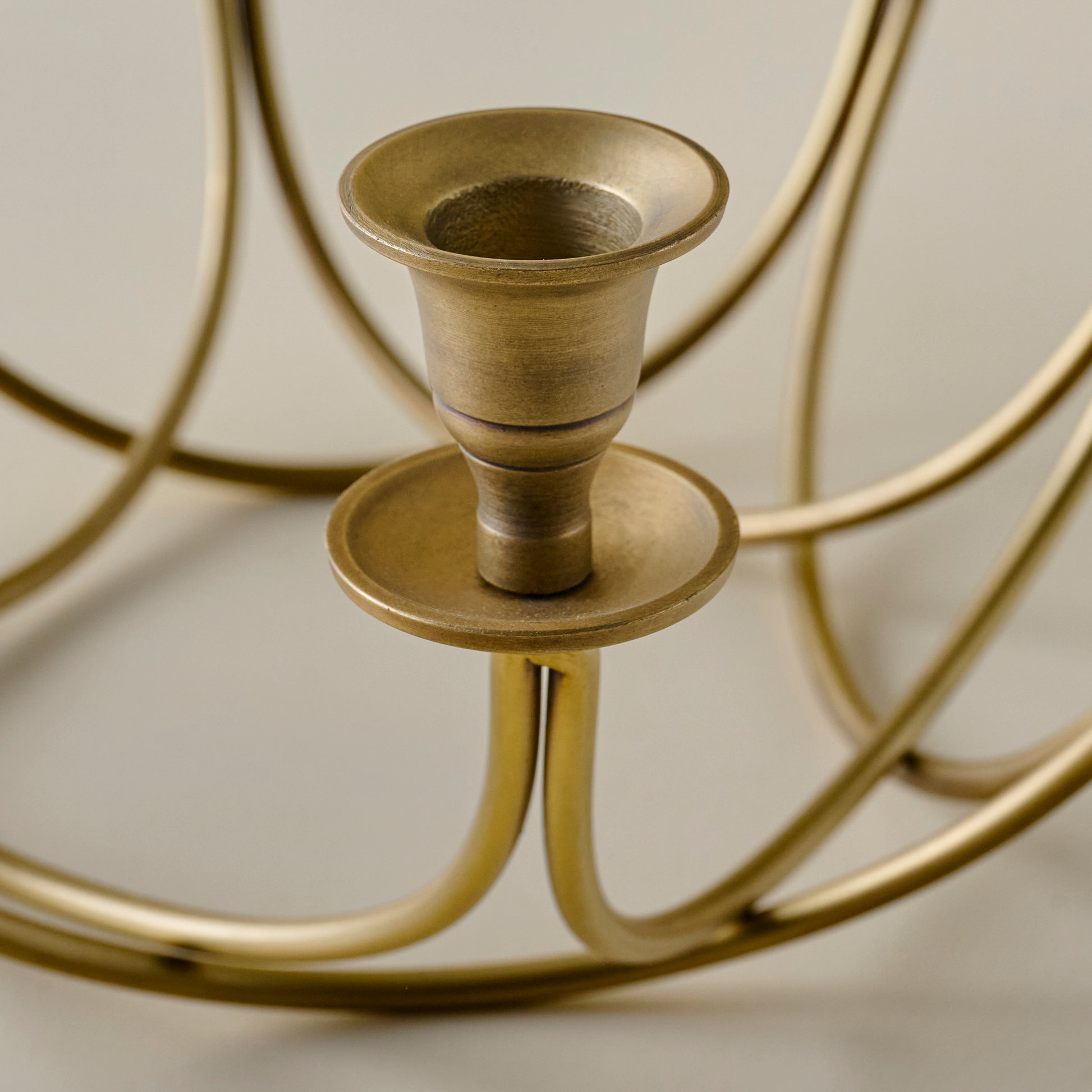 Antique Brass Stacking Candelabra up close