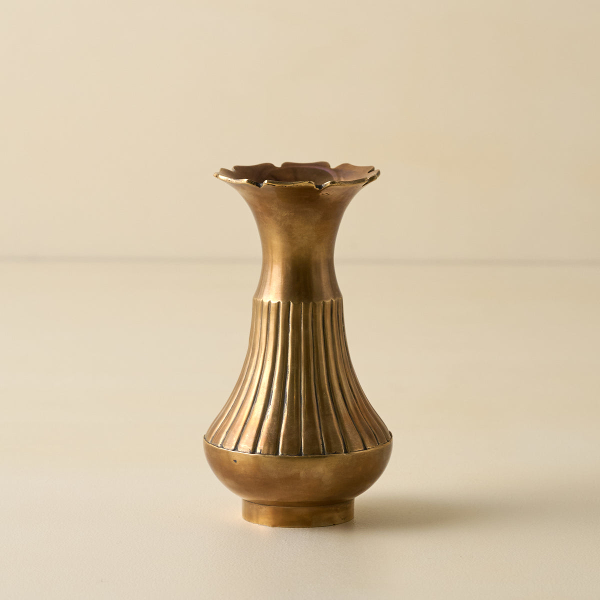 Anna Antiqued Solid Brass Vase