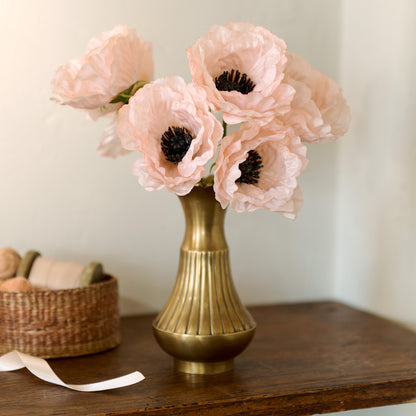 Pink Anemone Bouquet styled in a brass vase