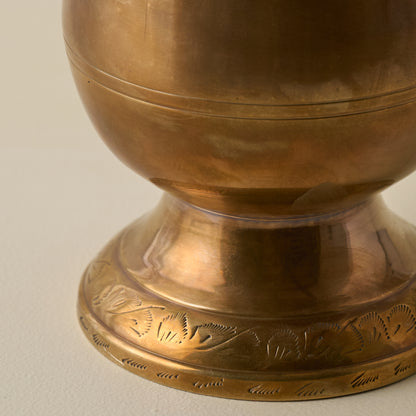 Anna Antiqued Solid Brass Vase close up base vase