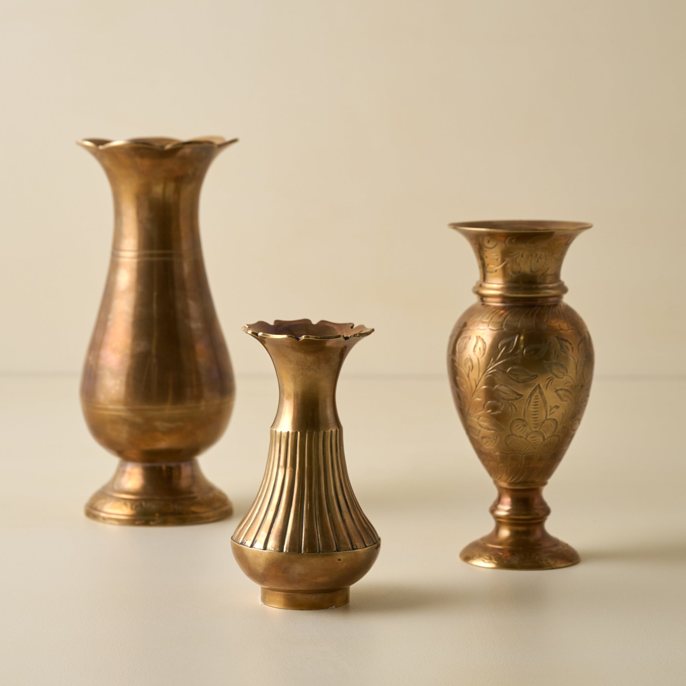 Anna Antiqued Solid Brass Vase