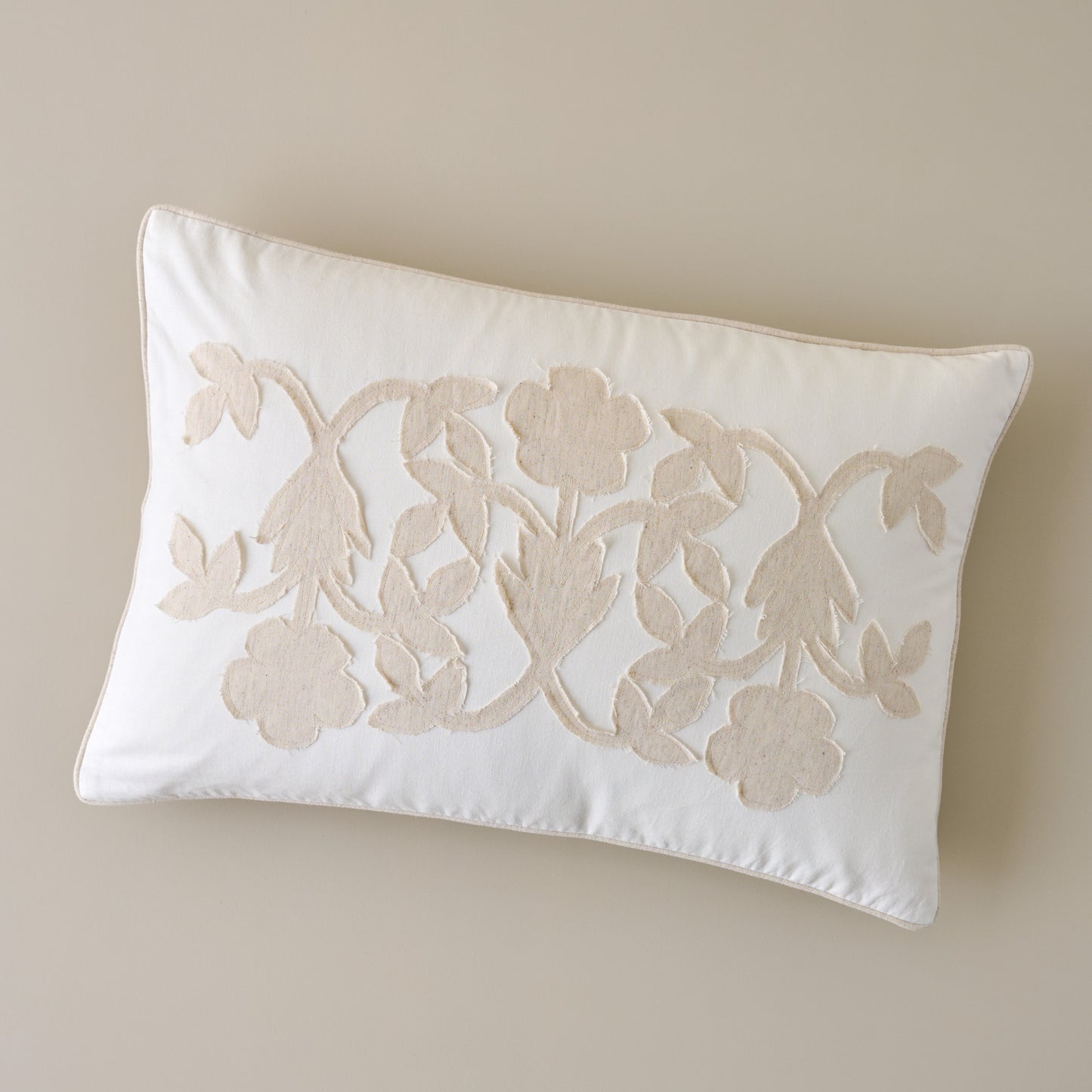 Floral Applique Lumbar Pillow