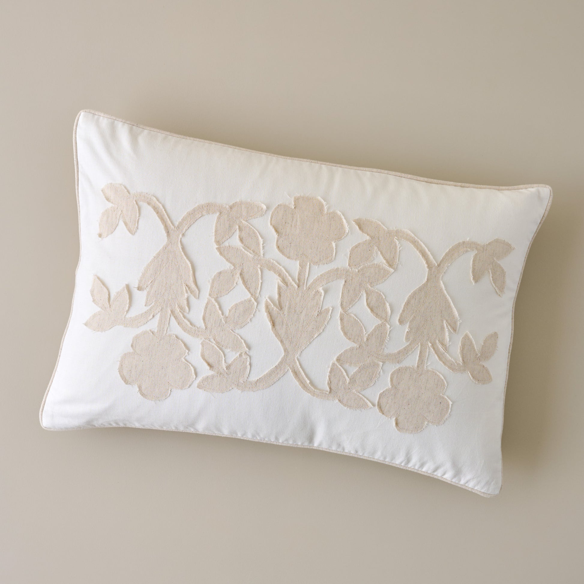 Floral Applique Lumbar Pillow