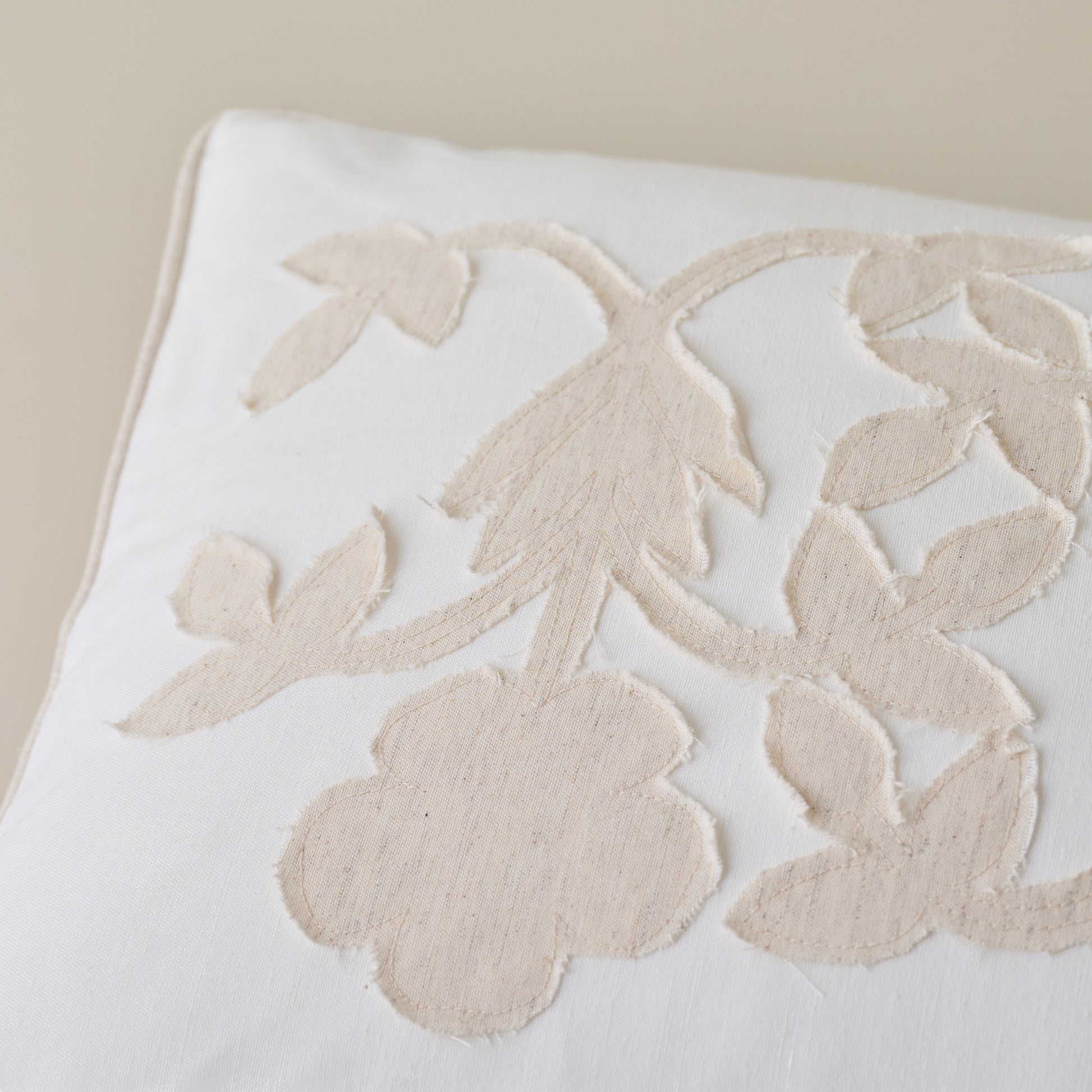 Floral Applique Lumbar Pillow close of applique detail