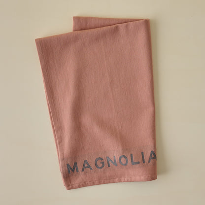 Magnolia Est. Jacquard Tea Towel - Pink folded