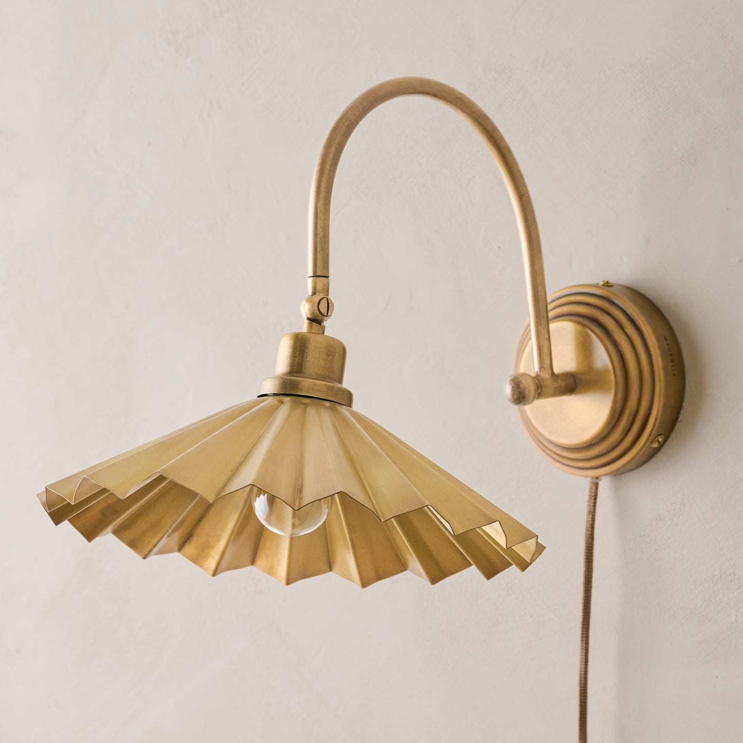 Brass Pleat Plug-in Sconce