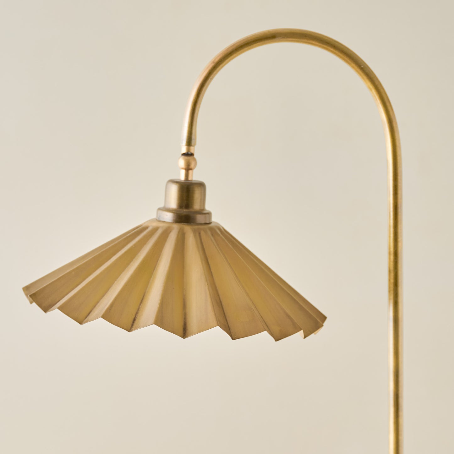 Oversized Brass Pleat Task Lamp close up of pleat detailing