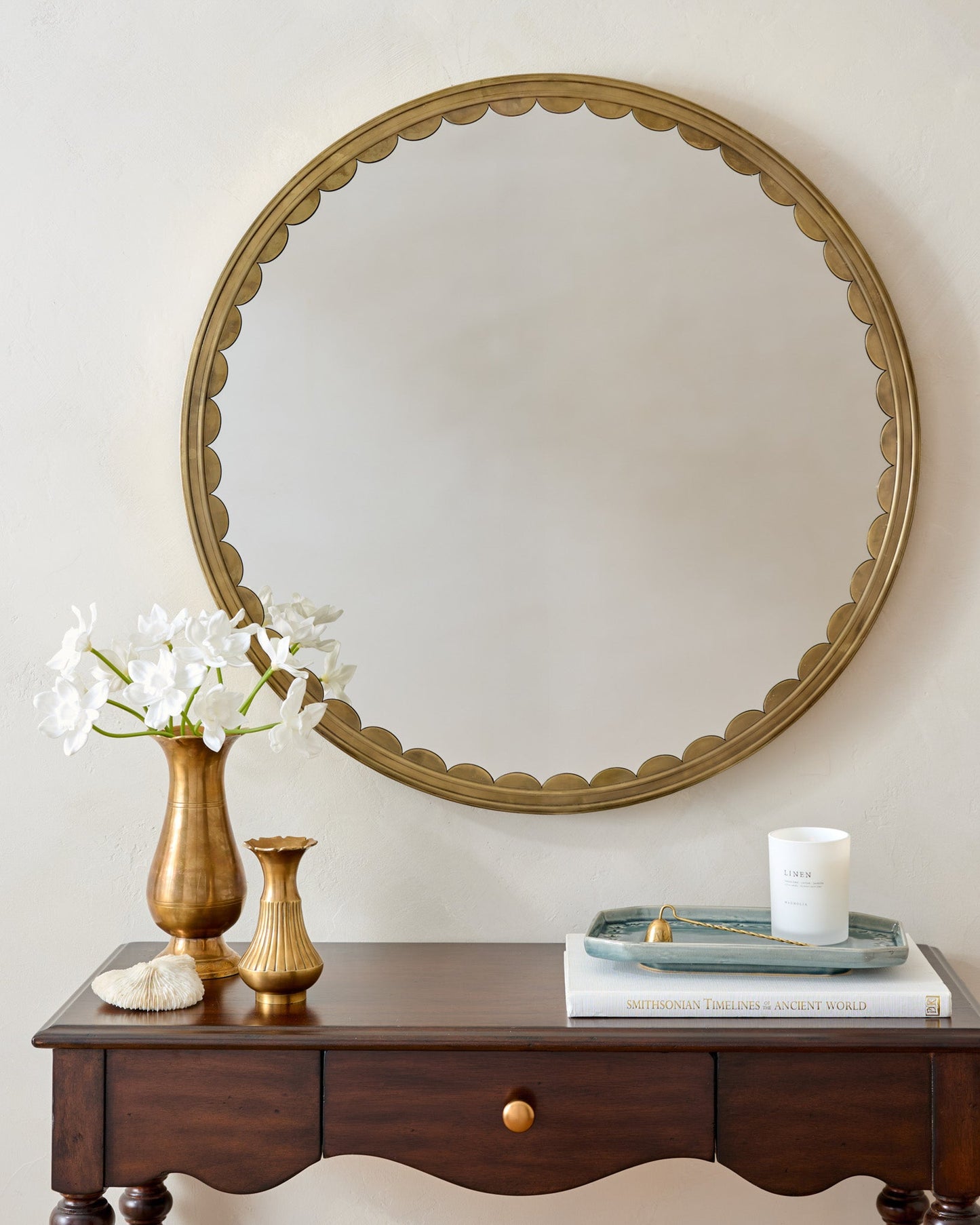 Julie Round Scalloped Mirror