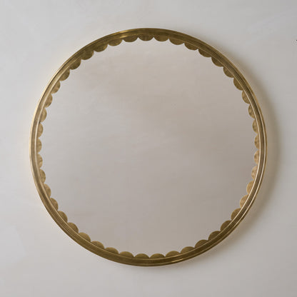 Julie Round Brass Scalloped Mirror