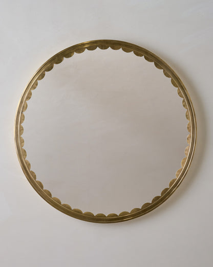 Julie Round Brass Scalloped Mirror