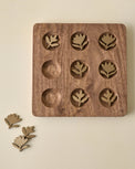 Hand Carved Wood Floral Tic Tac Toe