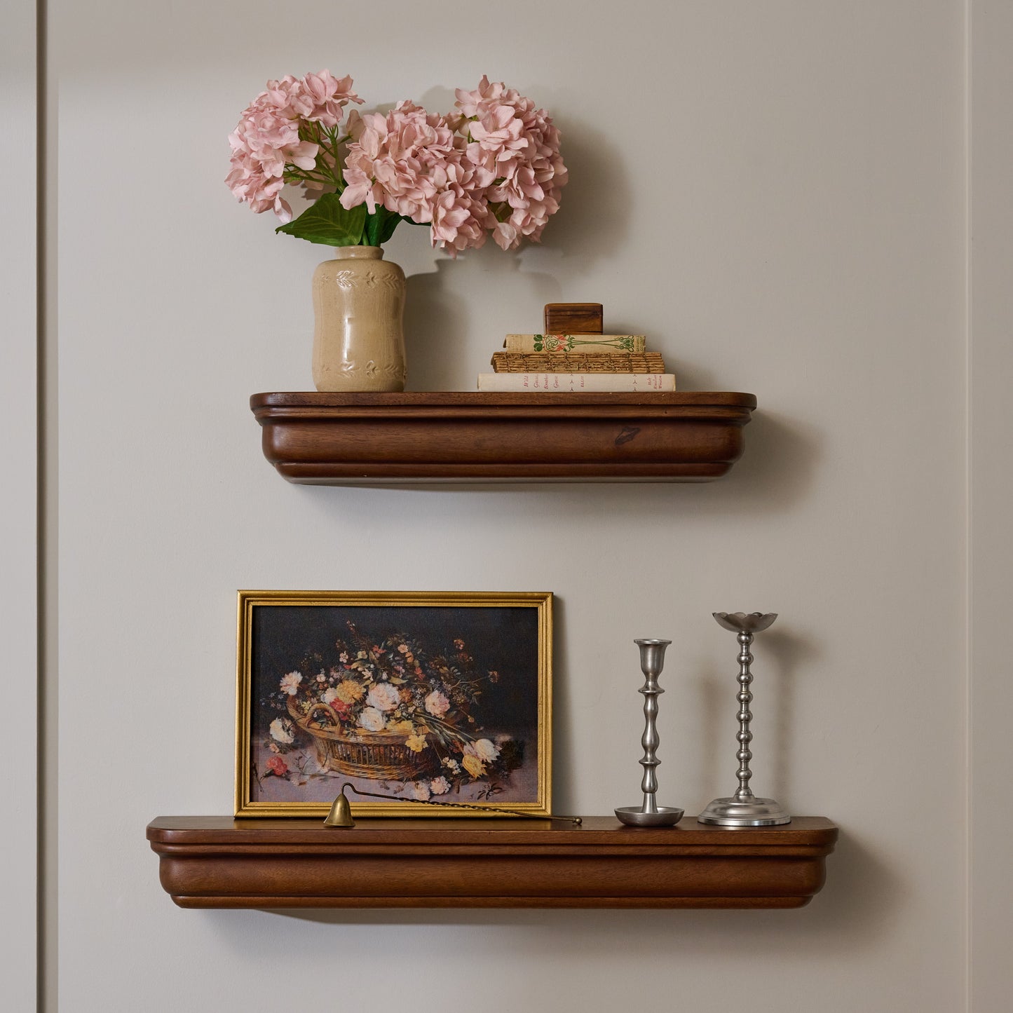 Scarlett Solid Wood Shelf (small and medium) styled in a room