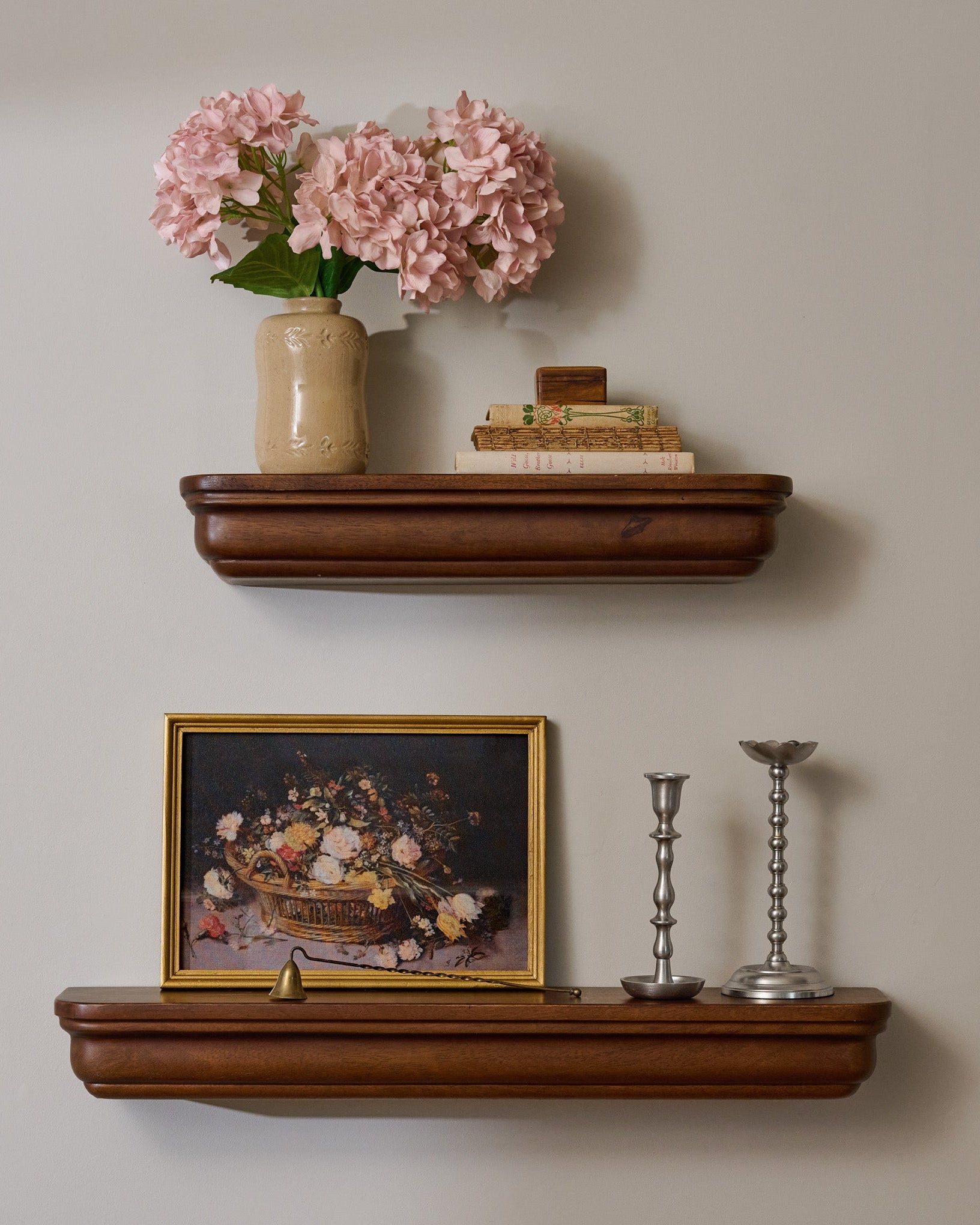 Scarlett Solid Wood Shelf (small and medium) styled in a room