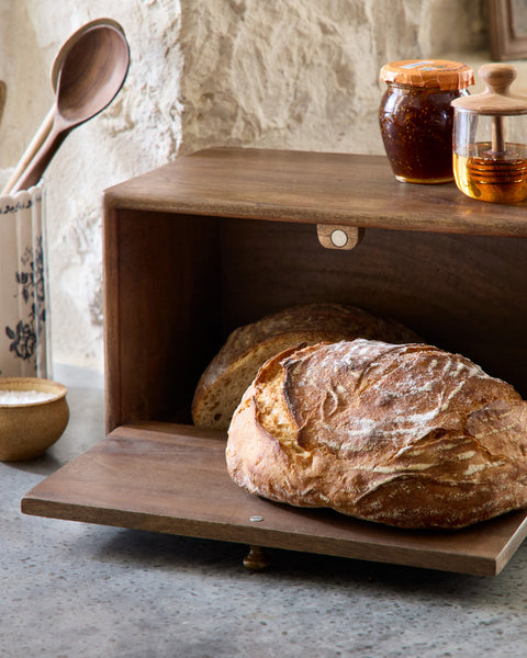 Antiqued Wood Carved Bread Box
