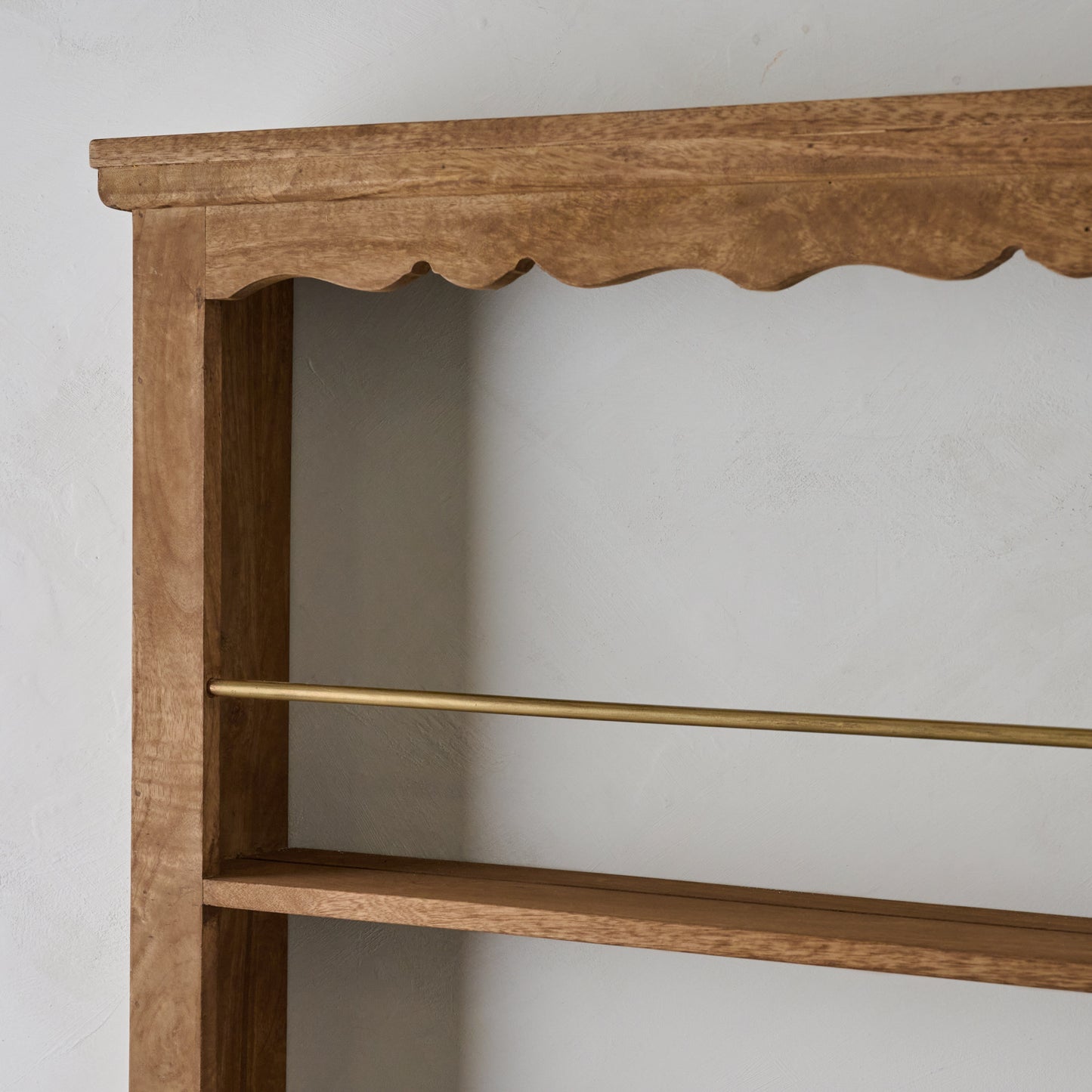 Jolene Wood and Brass Display Shelf close up view