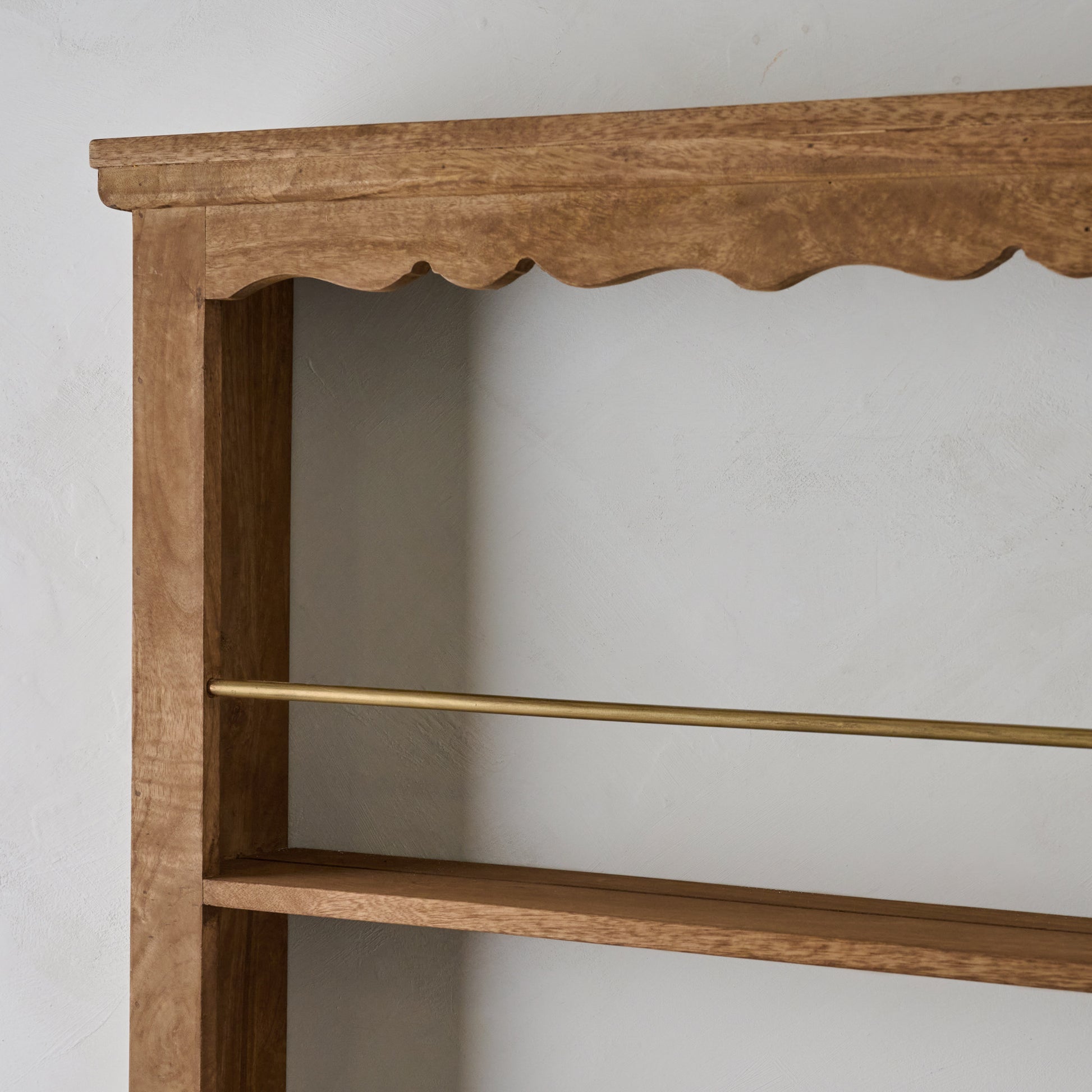 Jolene Wood and Brass Display Shelf close up view