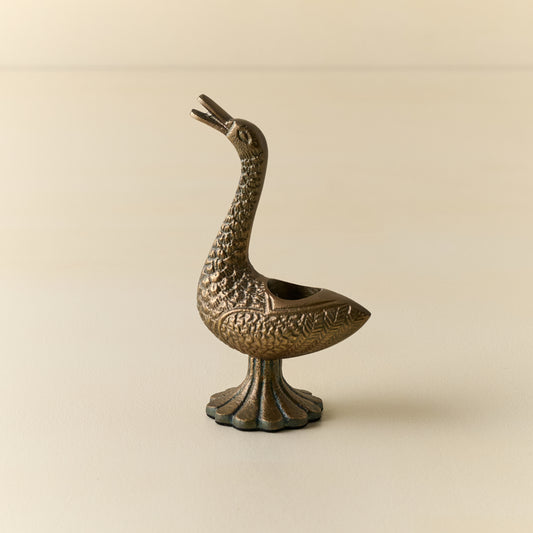 Vintage Inspired Brass Duck Taper Holder