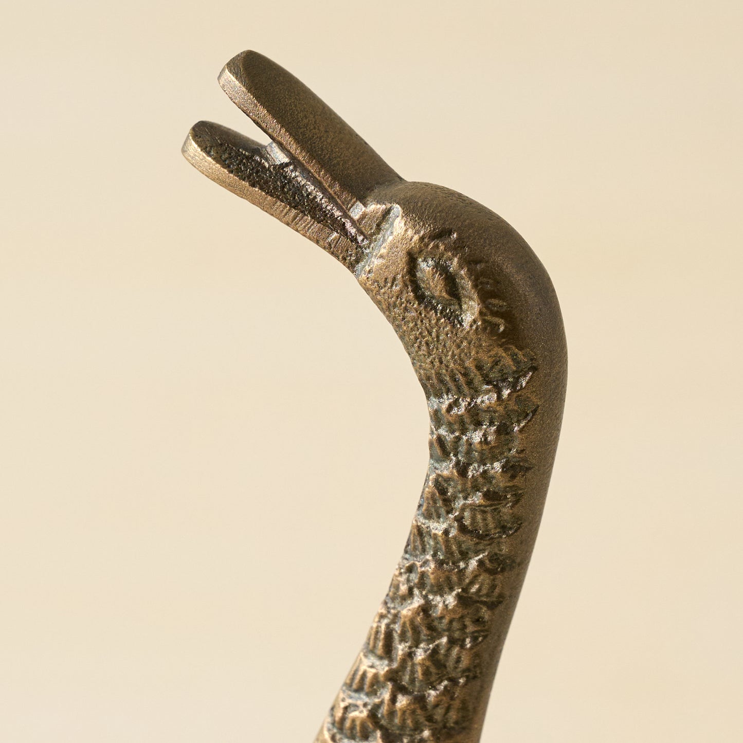 Vintage Inspired Brass Duck Taper Holder close up view