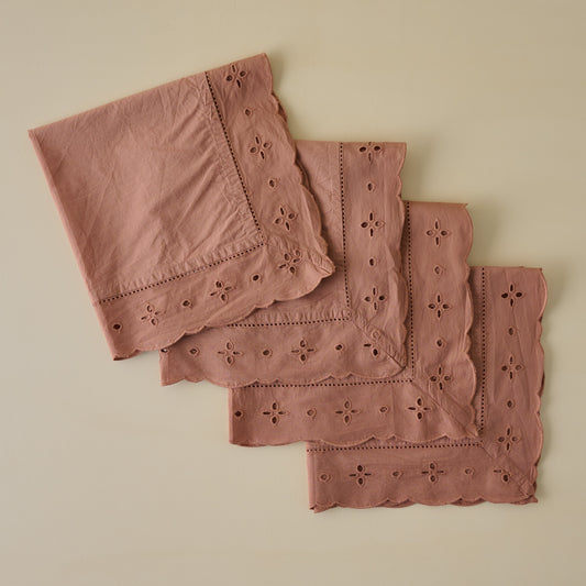 Blush Eyelet Border Napkin Set of Four