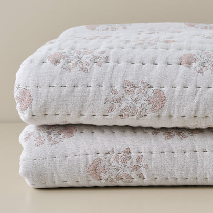 Floral Jacquard Kantha Quilt 