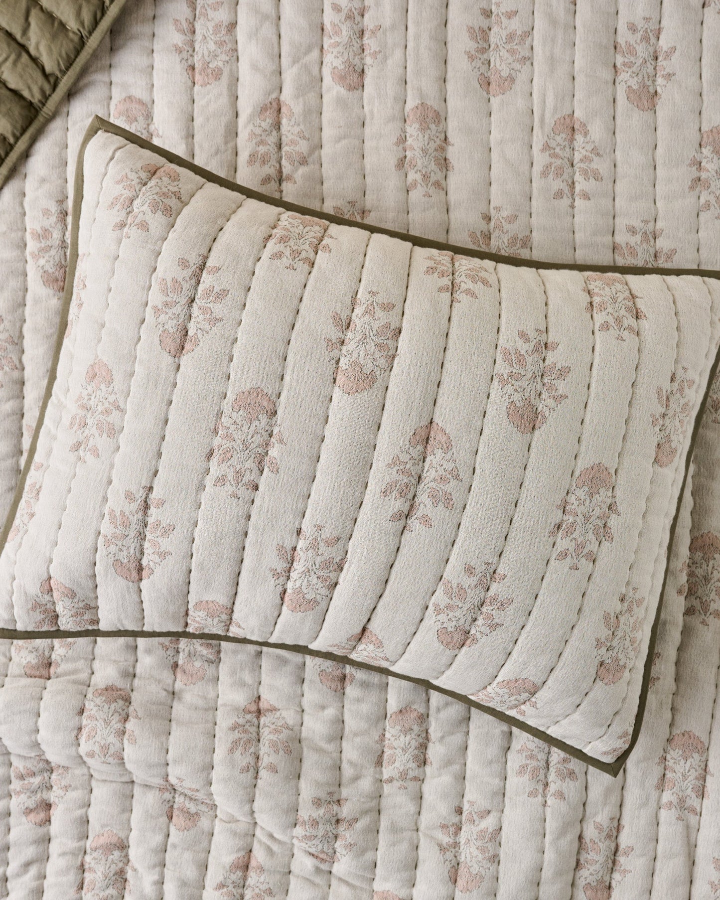 Floral Jacquard Kantha Quilted Sham - standard