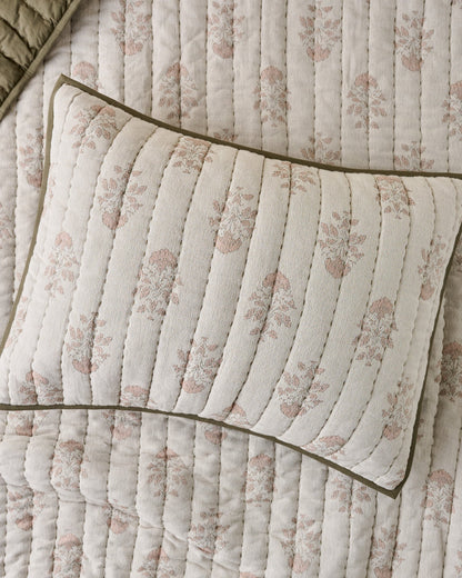 Floral Jacquard Kantha Quilted Sham - standard