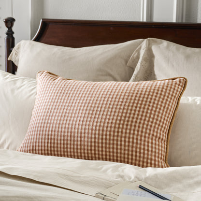 Gingham 16x24 Pillow on bed