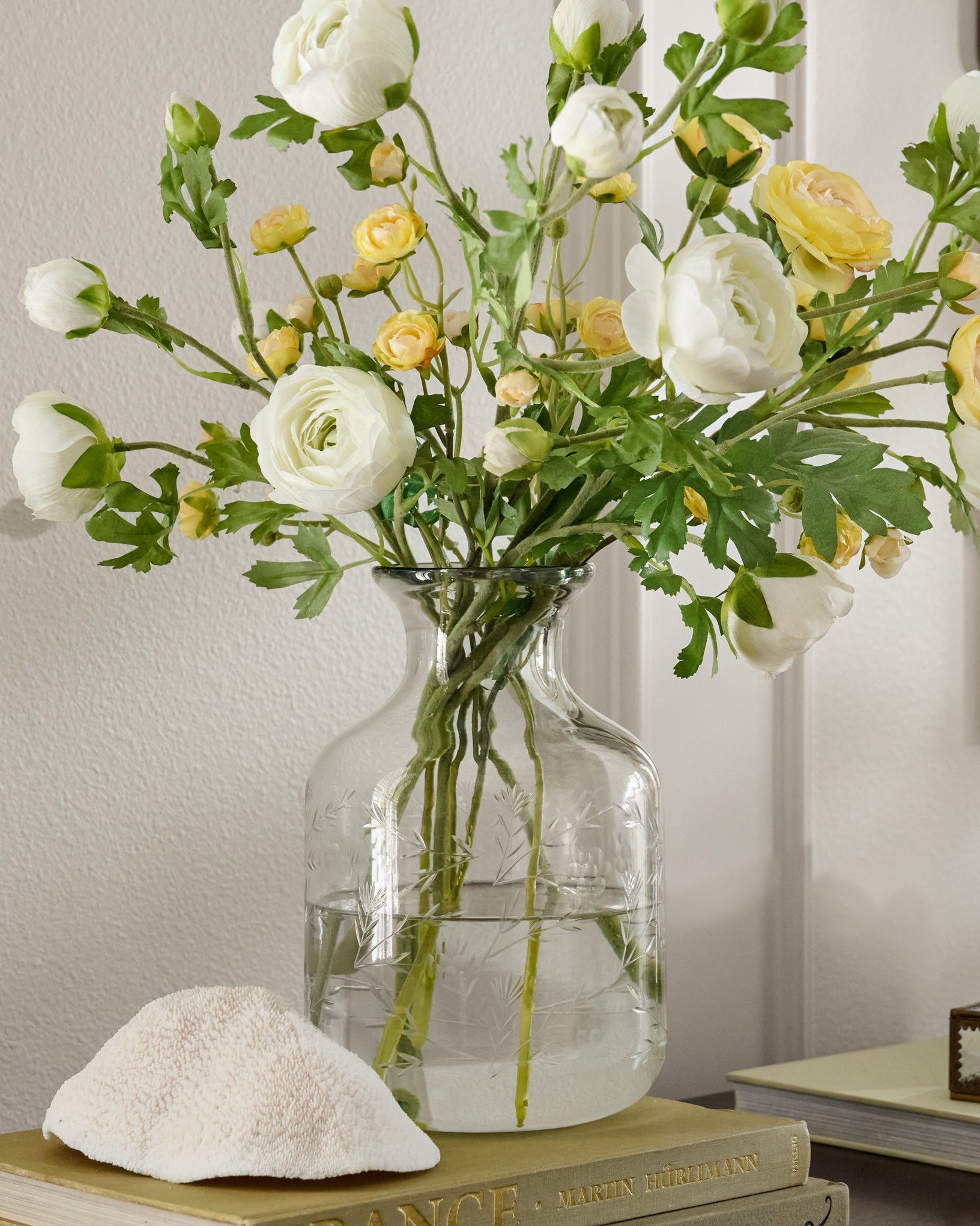 Mela Floral Etched Glass Vase