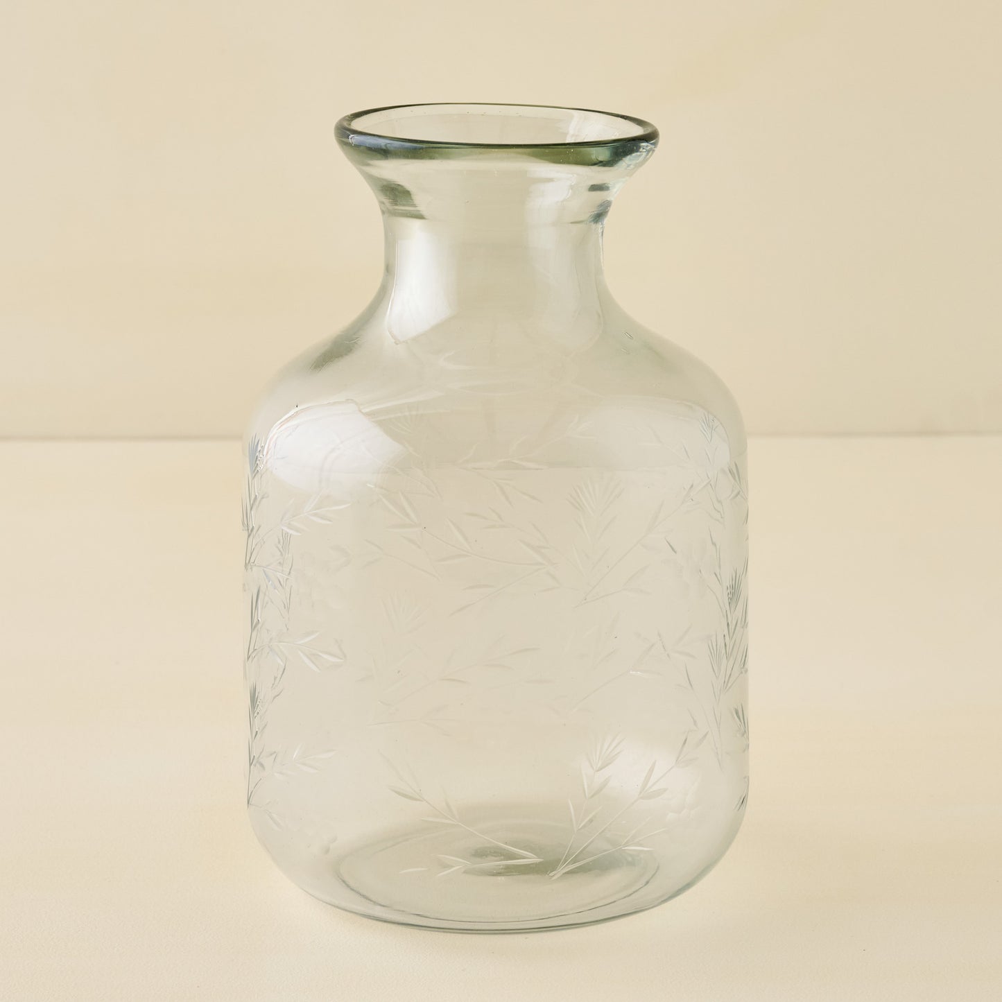 Mela Floral Etched Glass Vase
